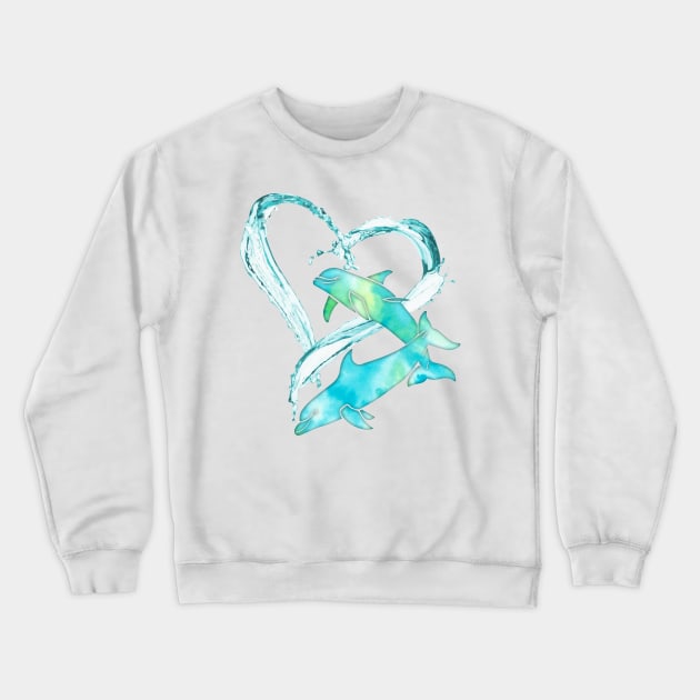 I Love Dolphins Crewneck Sweatshirt by ferinefire